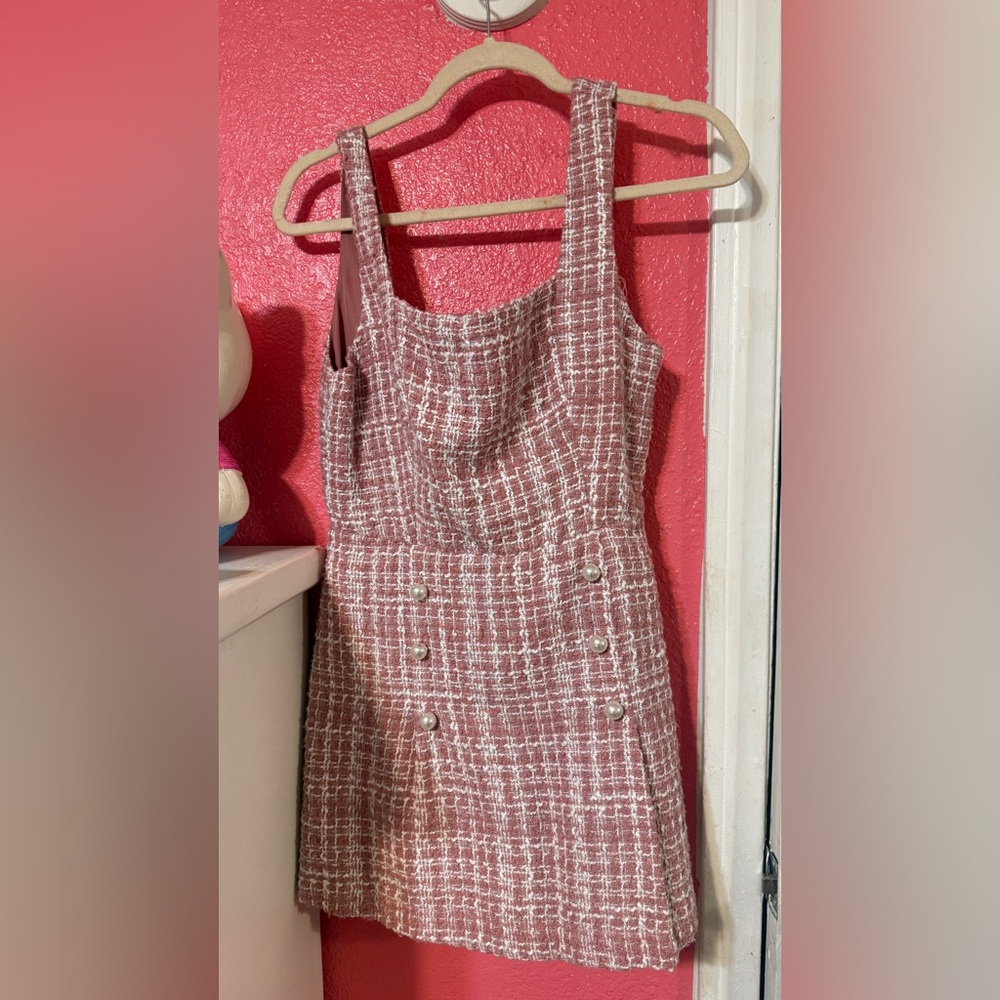 Forever 21 Pink and White Tweed Mini Romper